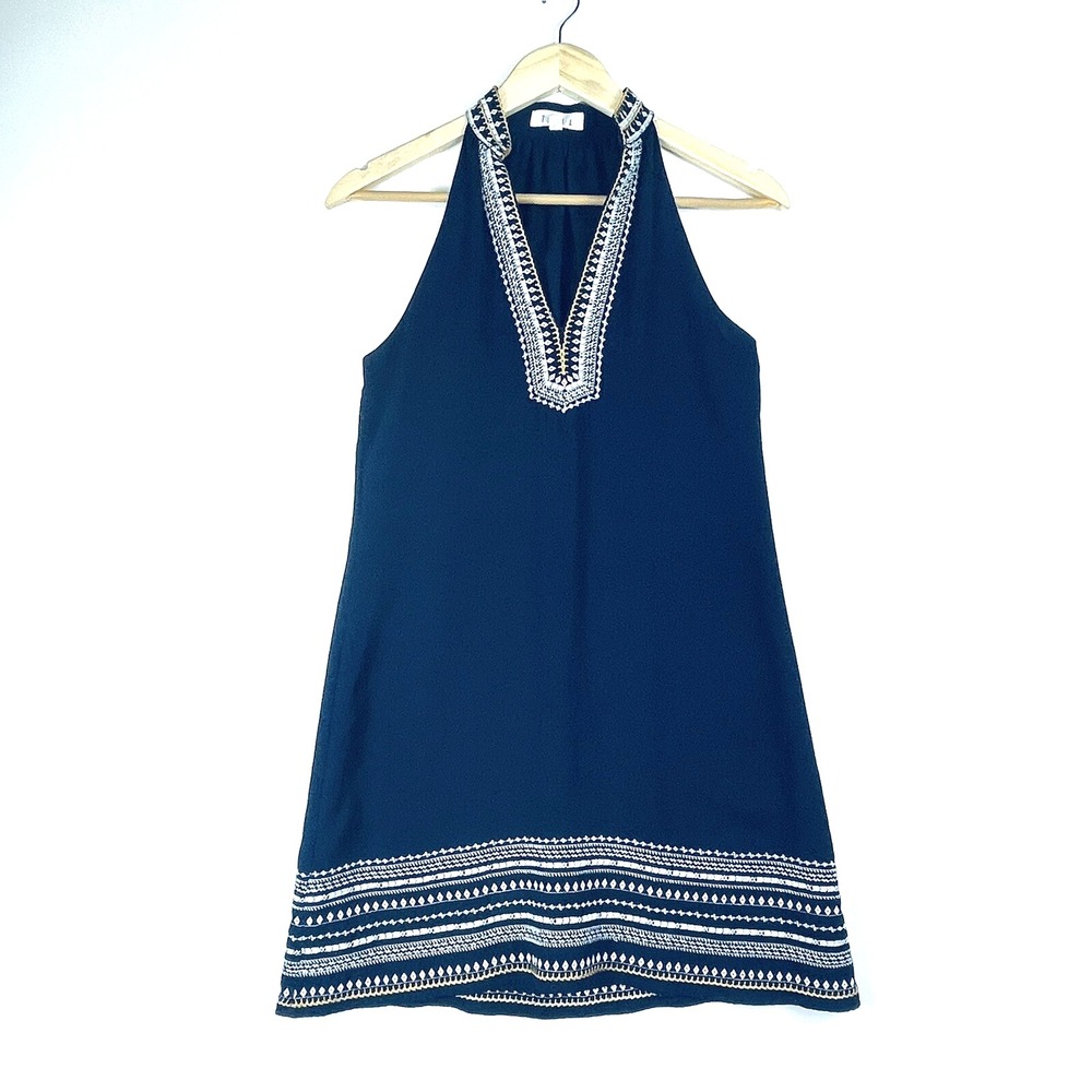 THML‎ Womens XS Petite Blue Dress Embroidered Boho Western Festival Chiffon
